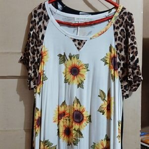 Sunflower and Leopard Print Women's Tunic